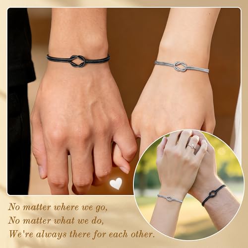 Pulseras a juego para pareja Trinckle rosa nudo amor miniatura 2