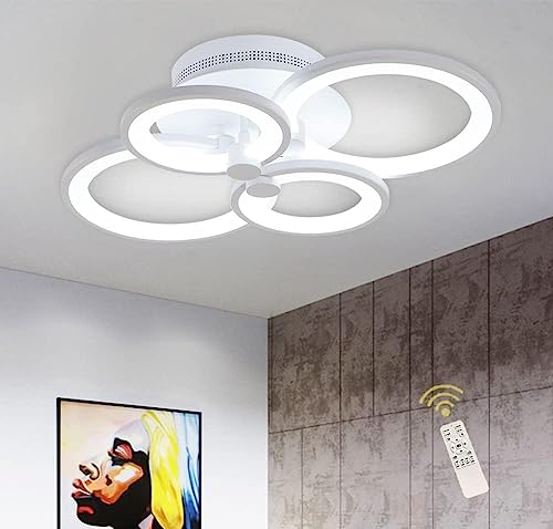 Image of Desidiya 42W LED 4 Square Ceiling Light with Remote, 3 Color Dimmable | Premium acrylic and metal construction with CRI 80+ for brighter, natural and flicker-free illumination.