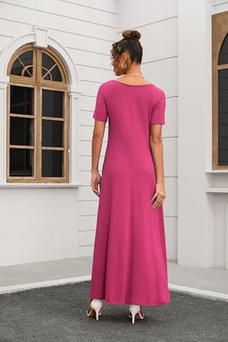 Image of Nimsruc Women Summer Long Dress Casual Sexy Short Sleeve Loose Maxi Dresses for Women 2025
