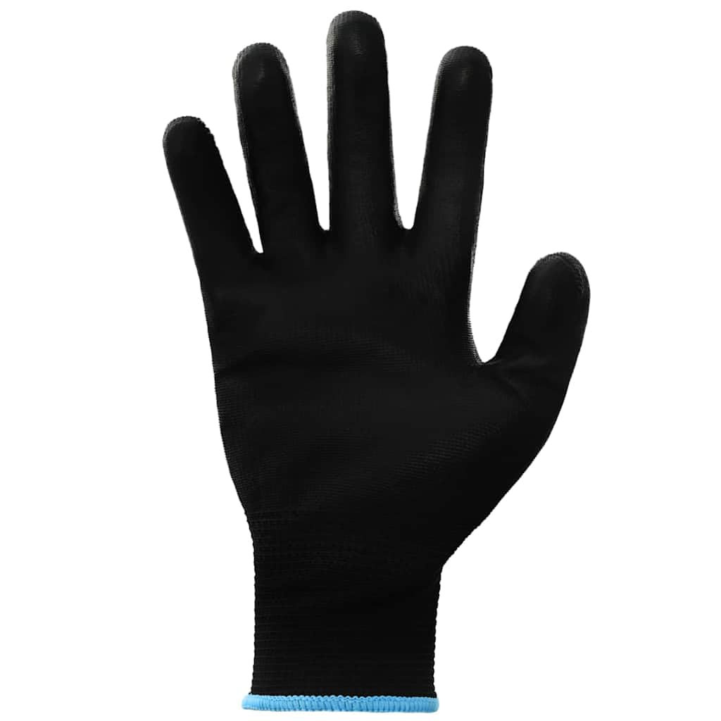 Arbeitshandschuhe Schwarz Größe 9 aus Polyester 24 Paare Schutzhandschuhe für Werkstatt Garten Bau Montage mit atmungsaktivem, rutschfestem, verschleißfestem Material und sicherem Grip