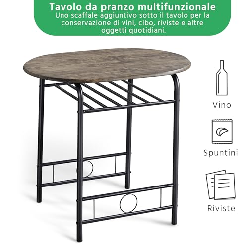 Yaheetech Set Mobili da Bar Tavolo e 2 Sedie Sala da Pranzo Cucina Marrone - Immagine 4