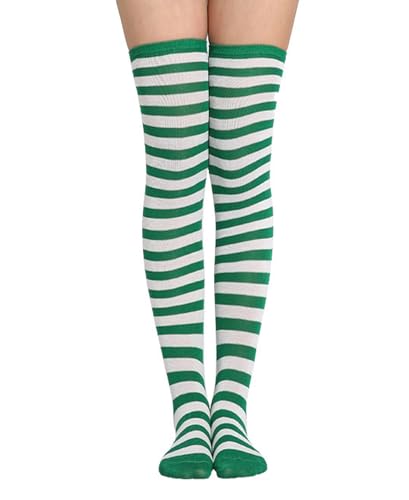 Image of Womens Thigh High Socks Athletic Stripe Cute Colorful Over the Knee High Sock Colorful Long Tube Sock