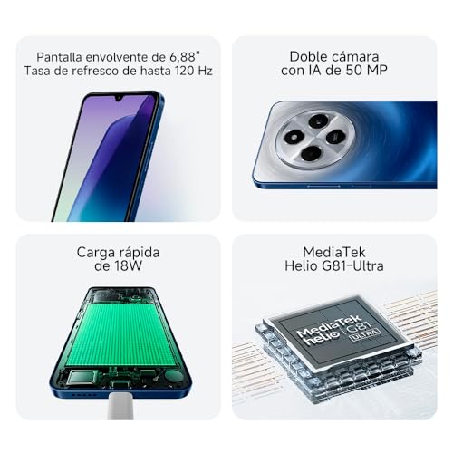 Xiaomi Redmi 14C - Smartphone de 8+256GB, Pantalla de 6.88” 120Hz LCD HD+, MediaTek Helio G81 Ultra, cámara Dual con IA de 50MP, 5160mAh, NFC, Negro (Versión ES) - Imagen 4