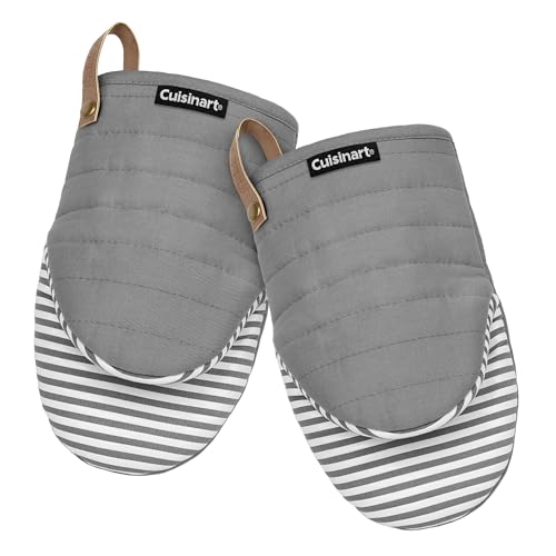 Comparison: Best Cuisinart Silicone Gloves 7 Cuisinart Mini Oven Mitts – 5.5” x 8” Heat-Resistant Kitchen Mitts for Oven with Non-Slip Printed Silicone, Cotton Filling, and Faux Leather Loop – Durable Oven Mitt Set for Cooking & Baking (Horizon)