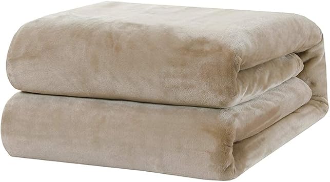 BOURINA Flannel Throw Blanket Fleece Throw Outdoor Blanket,Beige 50x60inch