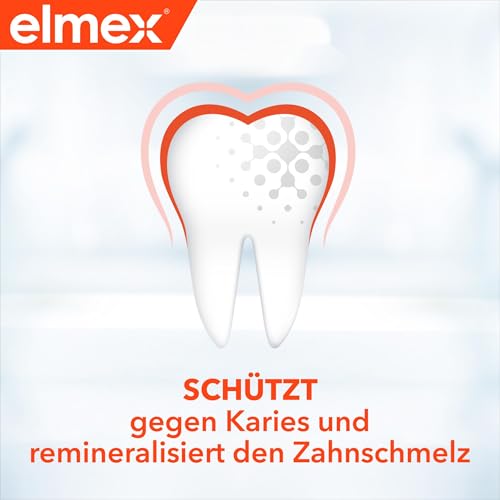 elmex Zahnpasta Kariesschutz 2x75ml – medizinische Zahnreinigung für hochwirksamen Kariesschutz – bietet zweifach aktives Kalzium-Fluorid Schutzschild für widerstandsfähige Zähne
