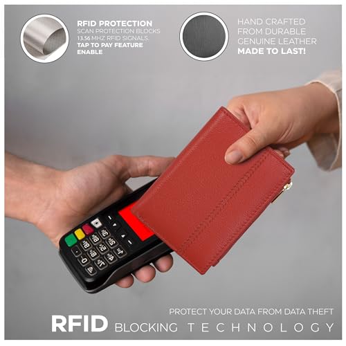 Image of Oak Leathers Wallet For Women Full Grain Leather - Small RFID Coin Purse Credit Card & ID Holder for Ladies,Bifold Wallets for Teenager | Small