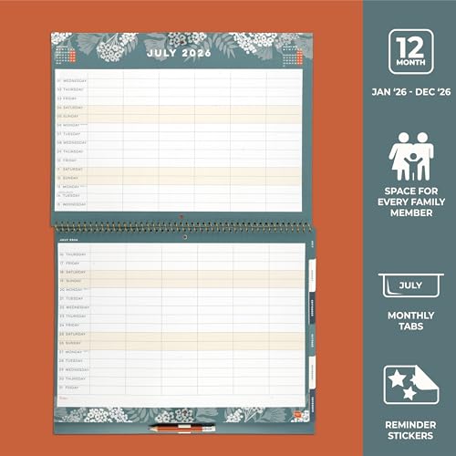Boxclever Press Family Home Planner 2026 Calendar UK. Spacious Family Calendar 2026 runs Jan - Dec’26. Wall Calendar 2026 with 6 Column Layout. Family Planner 2026 with Tabs & Stickers.