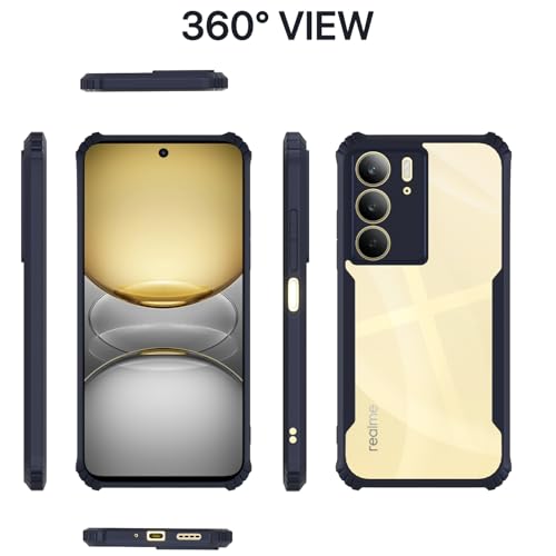 Image of Pikkme Back Cover for Realme C71 | Ultra Hyrbid | Full Camera Protection | Raised Edge | Crystal Clear Transparent Bumper Case (Blue)