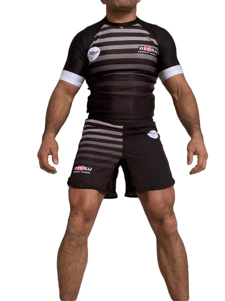 OSS-BJJ Combat SportsOSS Sports Men's BJJ, MMA, Grappling Kit Compression Top Plus Shorts Set 2 PCS - BJJ Jiu Jitsu Rash Guards, Men’s BJJ, No GI, MMA