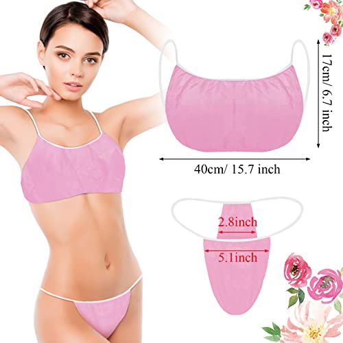 Yahenda 50 Pieces Disposable Bras and Panties for Spa Women Disposable Bikini Thong Underwear2