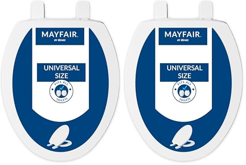 Image of Mayfair Universal Size Slow Close Toilet Seat, Durable Plastic, Fits Round & Elongated Toilets, White (Pack of 2)
