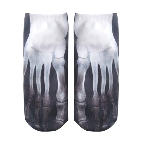 Unisex 3D Patrón Crewsoxe, Manicura Flip Flop Print Casual Personal, Halloween Niños Adolescentes, Negro , M