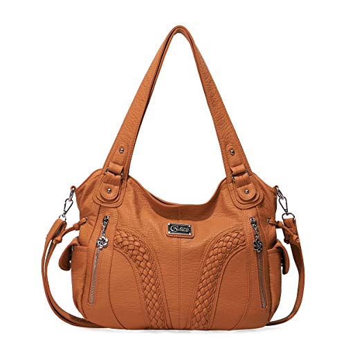 KL928 Damen Handtasche Leder Taschen Umhängetaschen Schultertaschen Henkeltaschen Hobo Tasche Weiches Damentasche für Frauen (Brown) Cover
