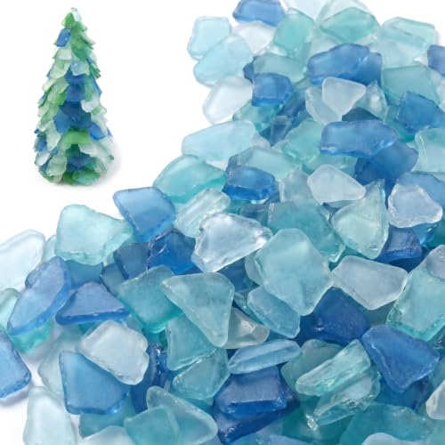 Jetec Sea Glass for Crafts Pieces Seaglass Decor Flat Frosted Sea Glass Ornaments Vase Filler Crushed for Beach Wedding Party Decor Home Aquarium DIY Craft Supplies,11 oz(Blue, White, Green)