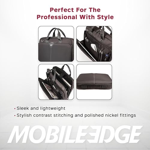 Image of Mobile Edge Select 16 inch Nylon Laptop Briefcase Bag for Men and Women, Business, Work, Travel, Compatible with MacBook 17 inch, Black, MEBCNS1
