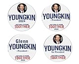 Glenn Youngkin 2024 Buttons (4-pack) - Glenn Youngkin for President pins (2.25 inches)