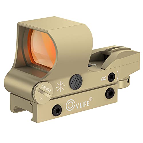 Cvlife Reflex Sight, 1X28X40Mm Red Dot Sight, 4 Adjustable Reticles Sight For 20Mm Picatinny Rail, Red Dot Optics, Absolute Co-Witness Sand #TOP4