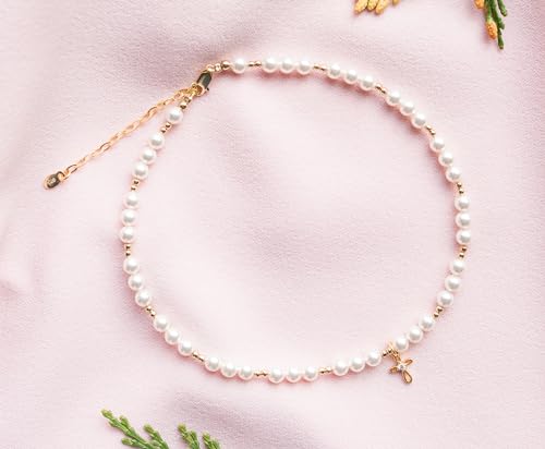Cherished Moments Children's 14K Gold-plated Bracelet and/or Necklace with High-End Simulated Pearls and Cross Charm for Baptism, Christening or First Communion Gift for Girls3