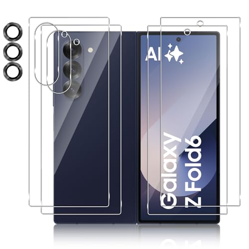 Yenwen Protector de Pantalla para Samsung Galaxy Z Fold 6 5G, 2 Piezas Cristal Templado con 1 Piezas Protector de Lente de Cámara, 2 Piezas Protector Pantalla Trasera, 9H Vidrio para Galaxy Z Fold6