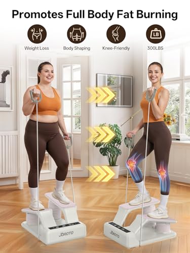 Image of JOROTO Air Stepper Exercise Machine with LED Monitor and Resistance Bands, 300LB Capacity Stair Stepper, 5-Level Adjustable Resistance and Low-Impact Steppers for Exercise at Home