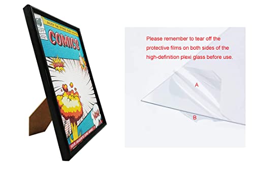 Comic Book Frame, 4 Pack, Ultraviolet Uv Protection, Fits Current Comics Up To 6 3/4" X 10 1/4", Wall Or Tabletop Display,Spring Clips For Thicker Comics As Well (Black, 4) #TOP4