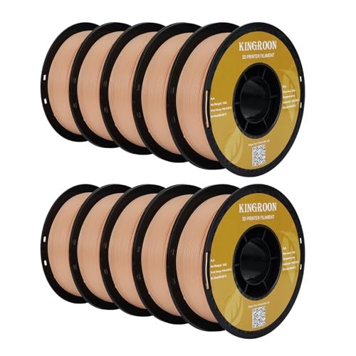 Image of Kingroon PLA 3D Printer Filament,10 Rolls, Dimensional Accuracy + /- 0.03 mm, 10kg Spool(22lbs),1.75 mm,Skin