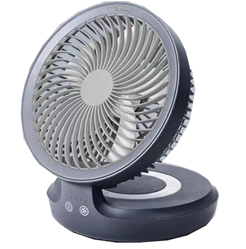 Ventilador de pared， Recargable por USB con luz nocturna, circulador de aire plegable con 4 velocidades