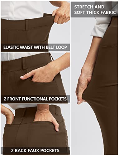 Rammus 28"/30"/32"/34" Womens Yoga Dress Pants With Pockets Stretch Work Pants For Women Bootcut Leg Slacks For Office Business Casual Coffee #TOP3