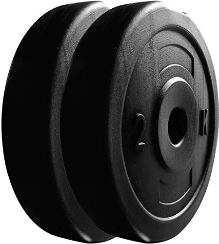 Image of VP.V.C Weight Plates, Filled with Concrete, Vinyl Standard Weights Plates, Set for Weight Lifting, Home Gym Fitness Workout (Color : Black) (Shape : Button)