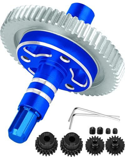 RcarmubWow RC 0.8Mod 57T Slipper Clutch Upgrades Part for 1/10 Granite Senton Big Rock Vorteks 3S,Kraton Outcast 4S,1/8 Typhon 3S,Metal 57T Spur Gear w/ 20T 21T Pinions & Slipper Shaft,Navy Blue