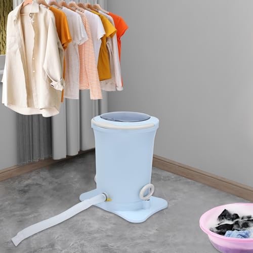 Manual Dehydrator, 12L/3.17 Gal Portable Manual Clothes Dehydrator Modern Household Lightweight Manual Draw Cord Spin Dryer With Wide Pedal for Camping, Apartments and Dorms (Blue)