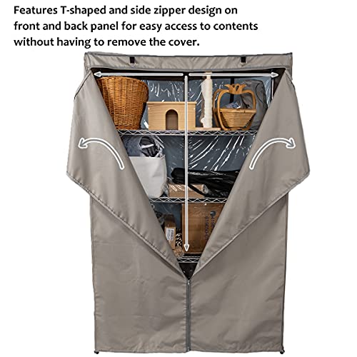 Ylovan Storage Shelf Cover Wire Rack Shelving Dust Protective, Fits Racks 48" Lx19''Dx72''H One Side See Through Panel (Cover Only) #TOP2