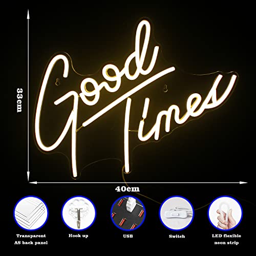 Image of Looklight Good Times Neon Sign,Led Signs Neon Light for Wall,Neon Signs for Wall Decor,USB Powered Led Neon Signs for Wedding,Home Wall Decor Birthday Party,Bedroom Decor,Game Room Decor