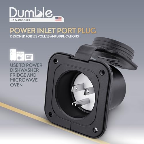 Power Inlet Port Plug 125v 2-Pole 3-Wire AC Cord Port Plug 15 Amp RV Electrical Outlet Outdoor Enclosed Trailer
