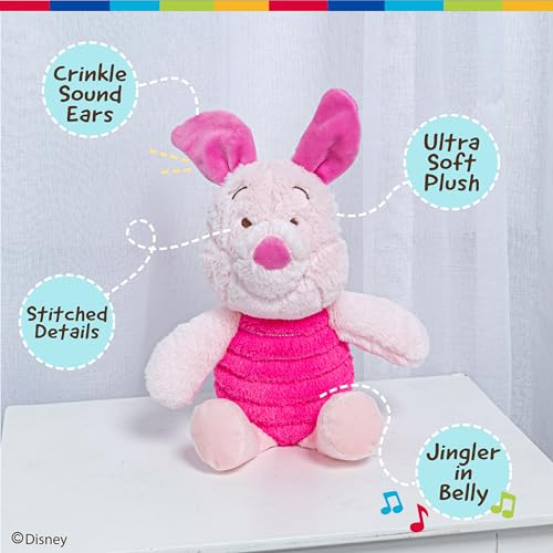 Image of KIDS PREFERRED Baby Winnie The Pooh and Friends Stuffed Animal with Jingle and Crinkle, Piglet 14 inch 9 inch (Pack of 1)