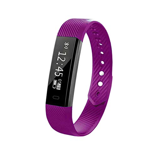 Demino ID115 Inteligente Pulsera rastreador de ID115 ID115 Ejercicios Contador de Paso del Monitor de Actividad Despertador vibración Muñequera Purple