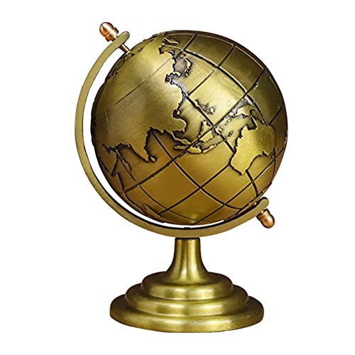Kakalote Vintage Rotating World Globe, Antique Desktop 4.5" Spinning Globe for Kids and Geography Lovers, Vintage Shading with Non-Slip Base
