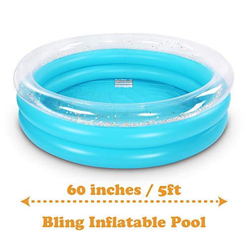 Bling Kiddie Pool, 60 Inches Glitter Inflatable Kids Swimming Pool, Ball Pit, 5Ft Durable Baby Pool For Indoor Or Outdoor #TOP2