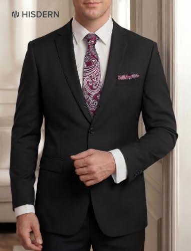 Image of HISDERN Extra Long Ties for Men Classic Floral Tie and Pocket Square Elegant Silk Necktie Handkerchief Set Wedding Party