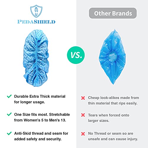 22 Premium XL Booties -Thick Extra Large Disposable Boot & Shoe Covers, Non Slip Water Resistant Foot Protectors, Construction Durable 42GSM for Indoors Outdoors, Up to US Men 13, Women 15