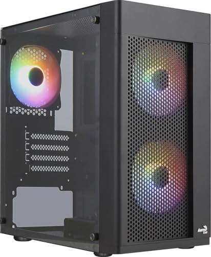 AeroCool HEXFORMBKV2, Boîtier PC Micro ATX, 3 Ventilateurs FRGB, Grille Avant, Noir