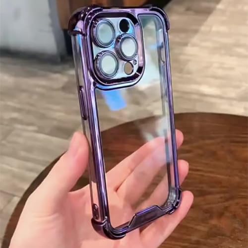 Coque iPhone 17 Pro transparente violette antichoc en silicone avec film protecteur