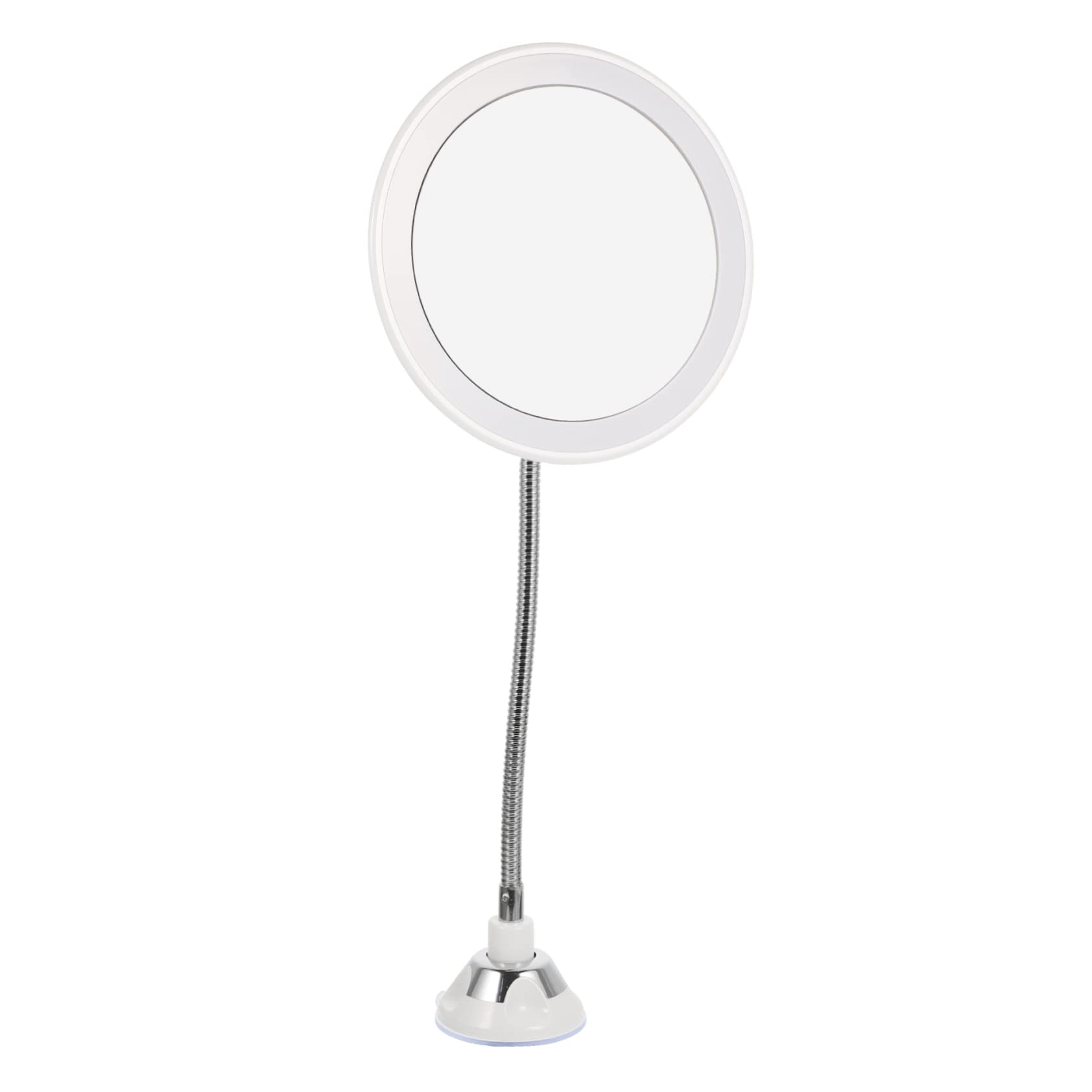 Miroir Grossissant de Maquillage 10X Fixation Ventouse Miroir Rond Éclairé pour Rasage