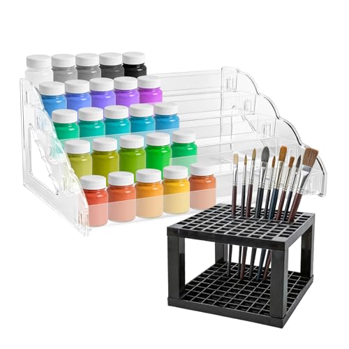 YHTCC 5-Layer Clear Acrylic Paint Organizer & Brush Holder Easy Assembly