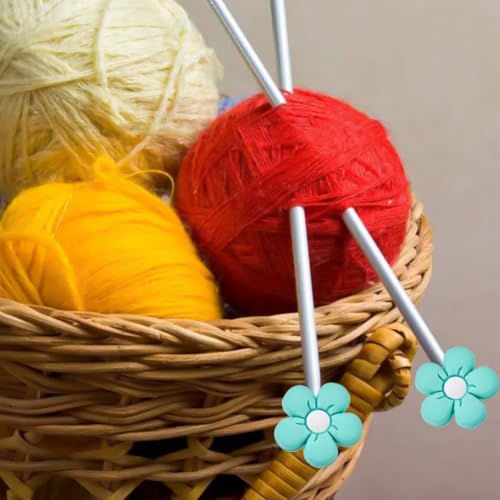 Image of 10 Pack Flower-Shaped Knitting Needle Point Protectors, Needle Stoppers, Multicolor, Knitting Accessories
