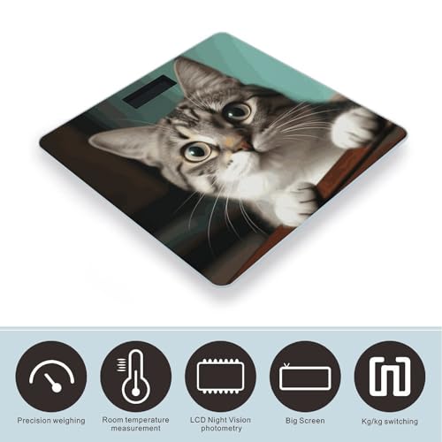 Báscula digital de baño con pantalla LED clara y vidrio templado miniatura 3