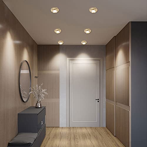 Yxbhlcy 6 Pack Gold Baffle Trim Retrofit Light Fixtures 4.7 Inch Full Copper Embedded Led Can Light 5W,7W,10W,12W Living Room Recessed Ceiling Lighting For Home #TOP2