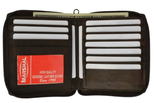 MARSHAL 100% Genuine Leather Bi-fold Mens Wallet Brown #702CF