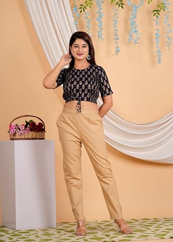 Image of Yash Gallery Women's Cotton Zig-Zag Printed Regular Regular Fit Short Sleeve Blouse